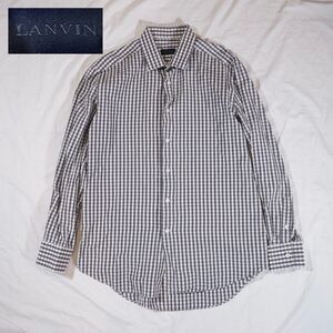 Lanvin Button Up Shirt Gingham Black White Size 16.5